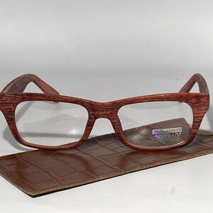 08-7 Clear Eyeglasses with UV400 Protection Wood Grain Print NWT
